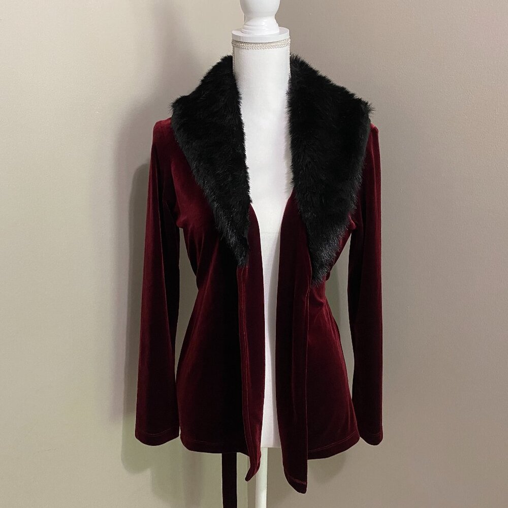 Red Velvet and Faux Fur Blazer size small